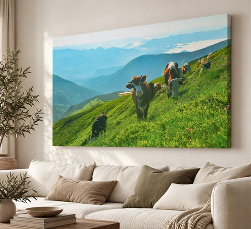 Alpenkühe wandbild - alpenkühe,