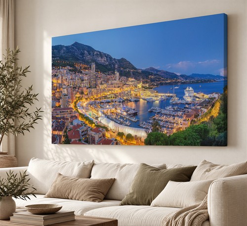 Blaue stunde monaco - monaco, wandbild